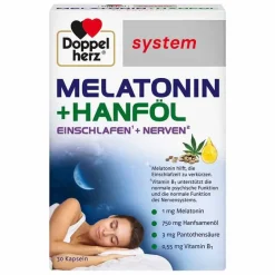 Doppelherz Melatonin Tabletten-Melatonin + Hanföl system Kapseln, 30 St