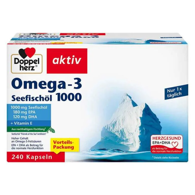 Doppelherz Omega 3 Kapseln-Omega-3 Seefischöl 1000 Kapseln, 240 St