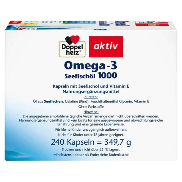 Doppelherz Omega 3 Kapseln-Omega-3 Seefischöl 1000 Kapseln, 240 St