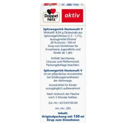 Doppelherz Spitzwegerich Hustensaft V, 150 ml- Hustenstiller