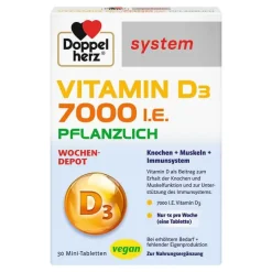 Vitamin D (Colecalciferol)-Doppelherz Vitamin D3 7000 I.E. pflanzlich sys.TAB, 30 St