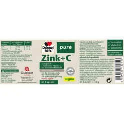 Zink + C pure Kapseln, 60 St^Doppelherz Hot