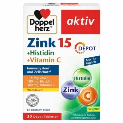 Doppelherz Zink|Mikronährstoffe-Zink + Histidin + Vitamin C Depot aktiv Tab, 30 St