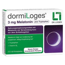 Dr. Loges Dormiloges 3 mg Melatonin plus Tryptophan Filmtabletten, 60 St- Aminosäuren|Melatonin Tabletten