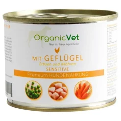 OrganicVet Dosennahrung Hund Sensitive Geflügel, 200 g- Futter & Snacks