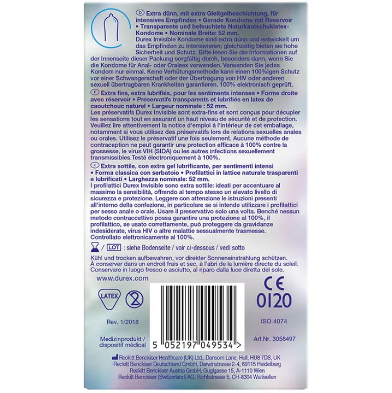 Durex Kondome-Invisible Kondome, 12 St