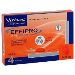 Virbac Flöhe, Zecken & Co.-Effipro 67mg vet.Lösung z.Auftropf.kleine Hunde Pipette, 4 St