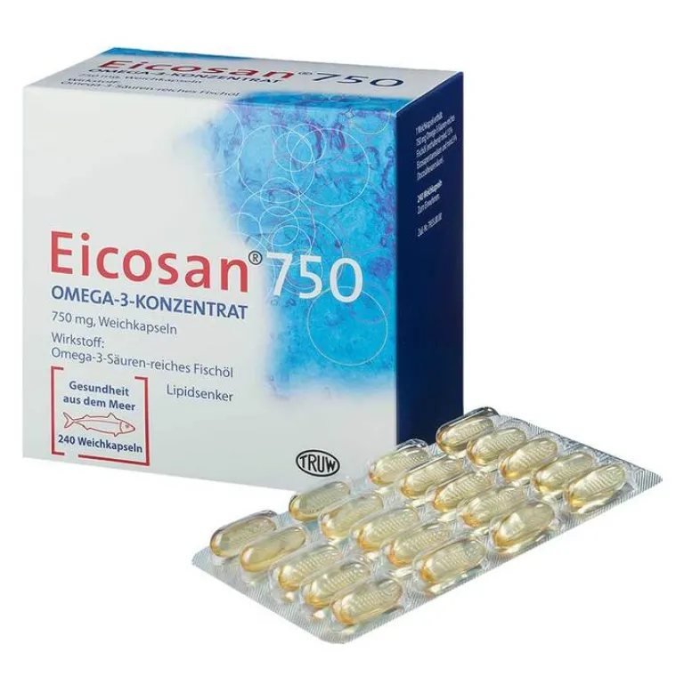Eicosan 750 Omega 3 Konzentrat, 240 St- Omega 3 Kapseln|Cholesterin Tabletten
