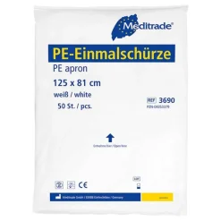 Alltagshilfen-Einmal Schürzen PE 125cm weiß, 50 St