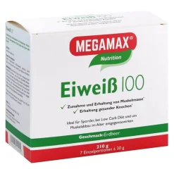 Eiweiss 100 Erdbeer Megamax Pulver, 7X30 g- Eiweißpulver