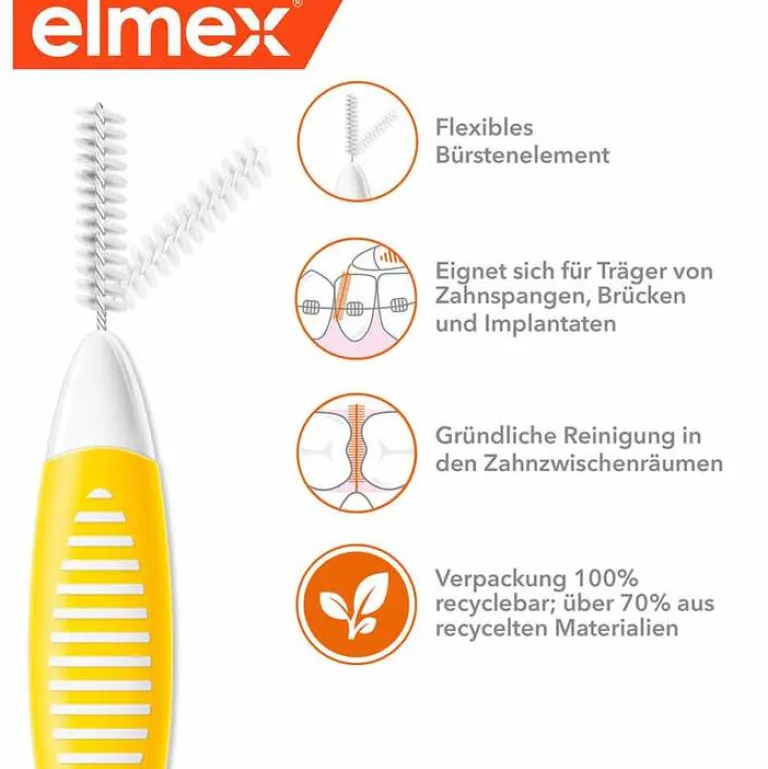 Elmex Zwischenraumreinigung-Interdentalbürsten Iso Größe 4 0,7 mm gelb, 8 St