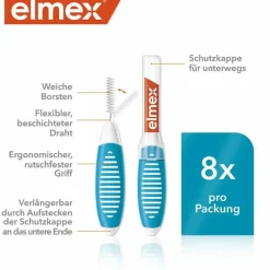 Elmex Interdentalbürsten Iso Größe 3 0,6 mm blau, 8 St- Zwischenraumreinigung