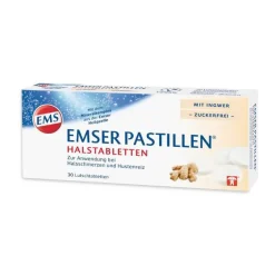 Ems Halsschmerztabletten-er Pastillen Halstabletten mit Ingwer zuckerfrei, 30 St