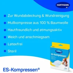 ES-Kompressen Sterile Kompressen|Mull & Zellstoff-® Mullkompressen 10 cm x 10 cm steril, 5X2 St