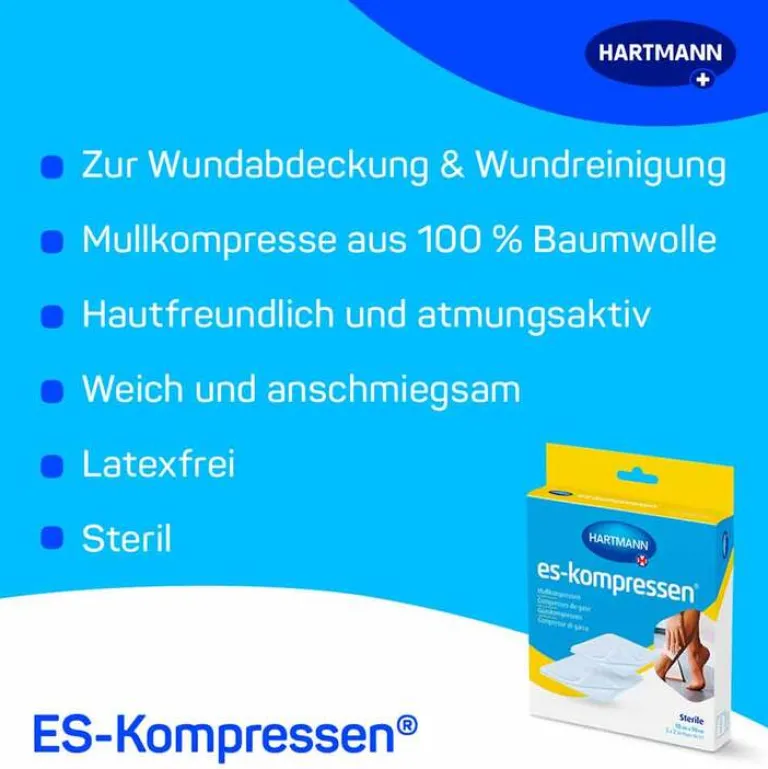ES-Kompressen Sterile Kompressen|Mull & Zellstoff-® Mullkompressen 10 cm x 10 cm steril, 5X2 St