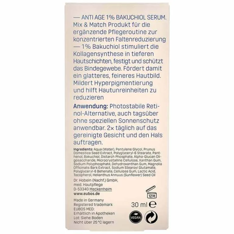 Eubos Serum & Kur-Anti-Age 1% Bakuchiol Serum Konzentrat, 30 ml