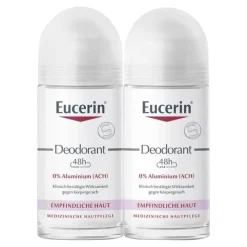 Eucerin Deodorant Roll-on 0% Aluminium Doppelpack, 2X50 ml- Antitranspirant & Deo