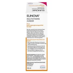 Eunova Multivitamine|Multivitamine-Junior Sirup mit Orangengeschmack, 150 ml