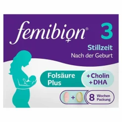 Femibion Vitamin B9 (Folsäure)|Schwangerschaft-3 Stillzeit 8-Wochen-Packung mit 56 Tabletten und 56 Kapseln, 2X56 St