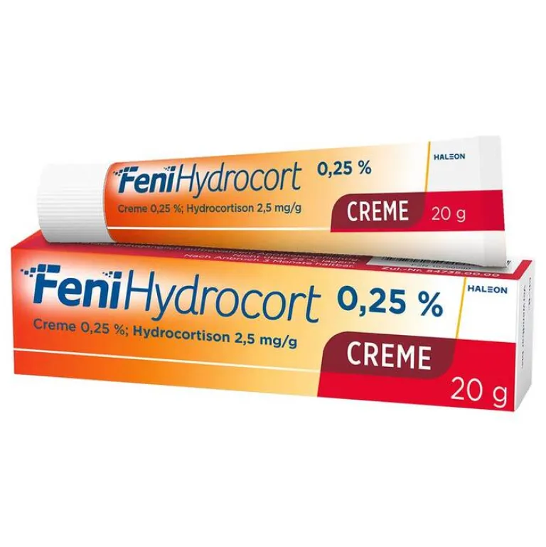 Fenihydrocort Creme 0,25 %, Hydrocortison 2,5 mg/g, wirksam bei Hautentzündungen, 20 g- Mittel Gegen Sonnenbrand|Salbe Gegen Juckreiz
