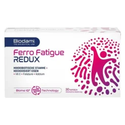 Biodami Vitamin C (Ascorbinsäure)|Vitamin B9 (Folsäure)-Ferro Fatigue Redux Kapseln , 30 St