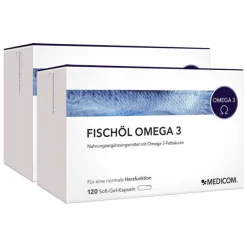Medicom Fischöl Omega 3 Weichkapseln, 2X120 St- Omega 3 Kapseln|Augenvitamine