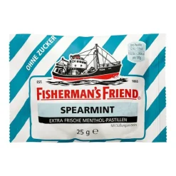 Fishermans Friend Zuckerfreie Bonbons-Spearmint ohne Zucker Pastillen, 25 g