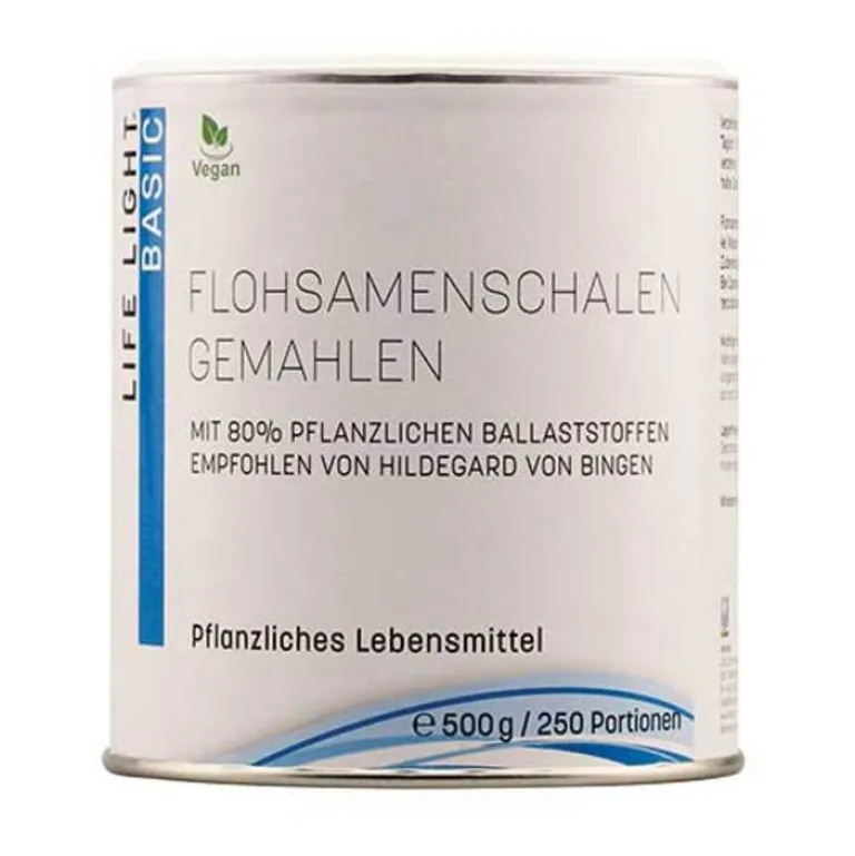 Flohsamenschalen gemahlen Pulver, 500 g^Life Light New