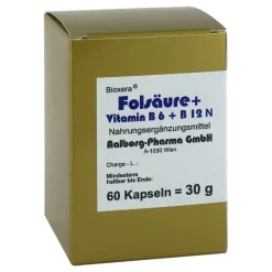 Bioxera Vitamin B9 (Folsäure)|Vitamin B Komplex-Folsäure + Vitamin B6 + B12 Komplex N Kapseln, 60 St