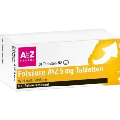 AbZ Vitamin B9 (Folsäure)-Folsäure 5 mg Tabletten, 50 St