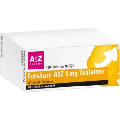 AbZ Folsäure 5 mg Tabletten, 100 St- Vitamin B9 (Folsäure)|Nahrungsergänzung