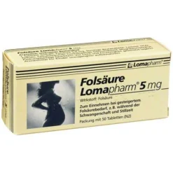 Lomapharm Folsäure 5 mg Tabletten, 50 St- Vitamin B9 (Folsäure)