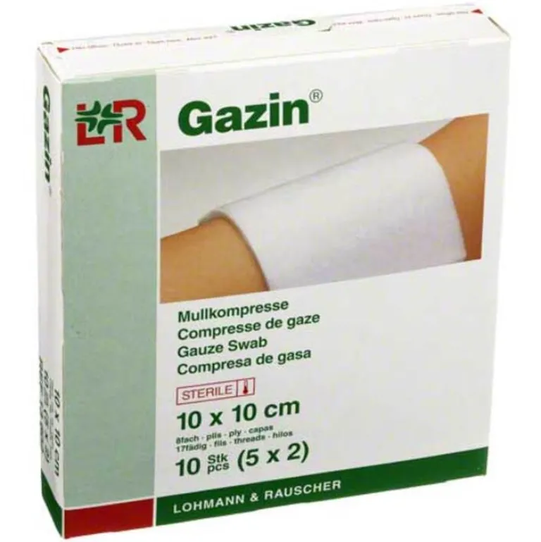 Gazin Kompressen 10x10cm 8fa, 5X2 St- Sterile Kompressen