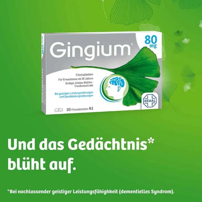 Gingium 80 mg Filmtabletten, 30 St- Ginkgo|Durchblutungs Tabletten