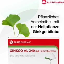 Aliud Pharma Ginkgo|Durchblutungs Tabletten-GINKGO AL 240 mg Filmtabletten, 60 St