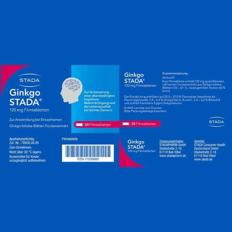 Ginkgo ® 120 mg Filmtabletten, 30 St^Stada Hot