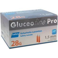 Gluceofine Lanzetten & Stechhilfen-® Pro Safety Sicherheits-Lanzetten 28 G 1,5 mm, 100 St