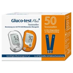 Gluco Test Blutzuckertests|Teststreifen-Gluco-test Plus Teststreifen, 50 St