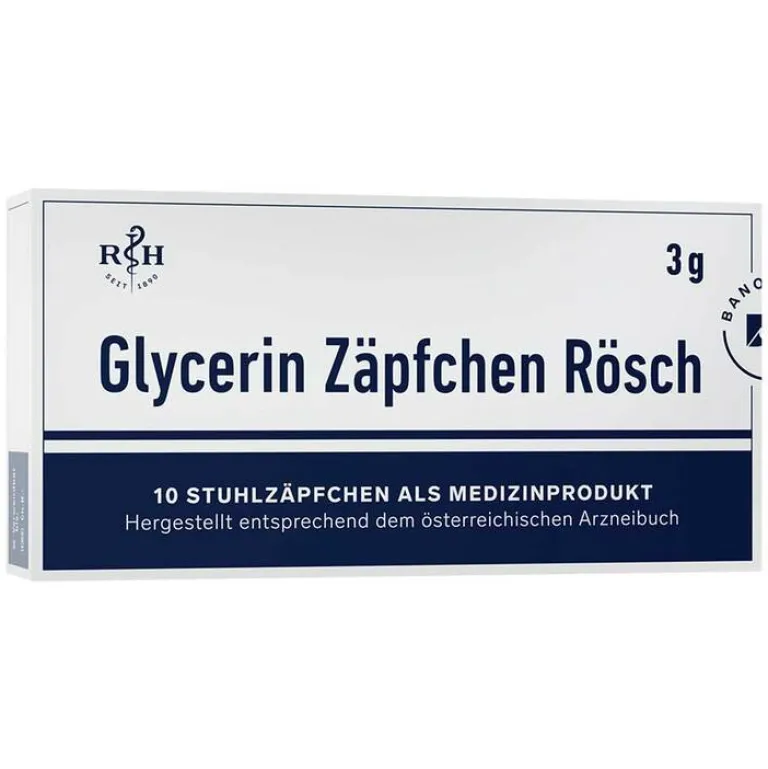 Rösch & Handel Glycerin Zäpfchen Rösch 3 g gegen Verstopfung, 10 St- Abführmittel