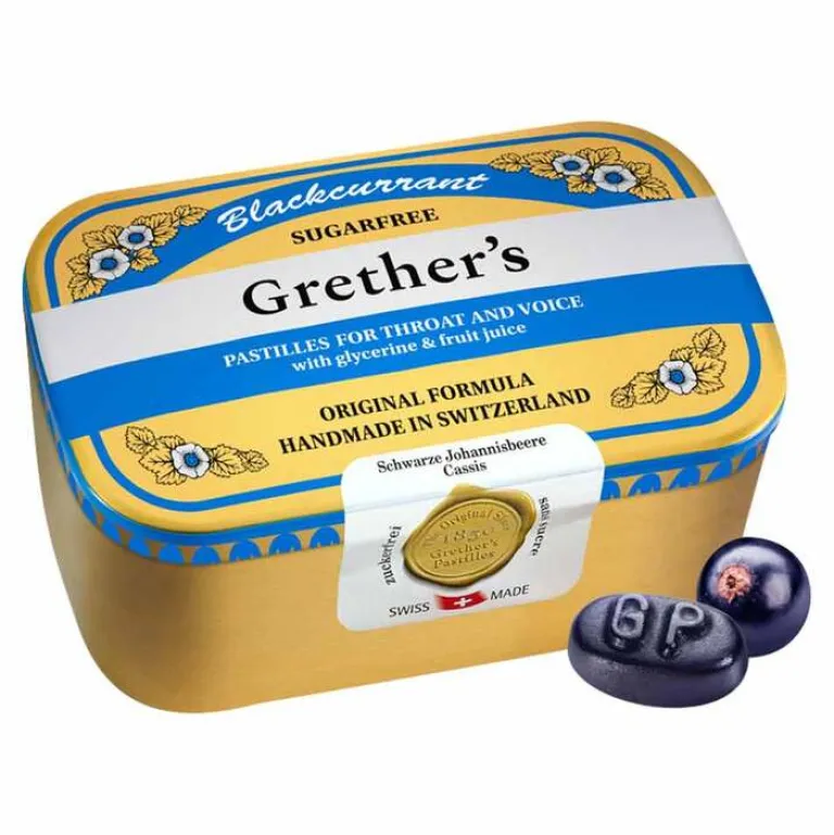 Grethers Pastilles Grethers Blackcurrant zuckerfrei, 440 g- Bonbons