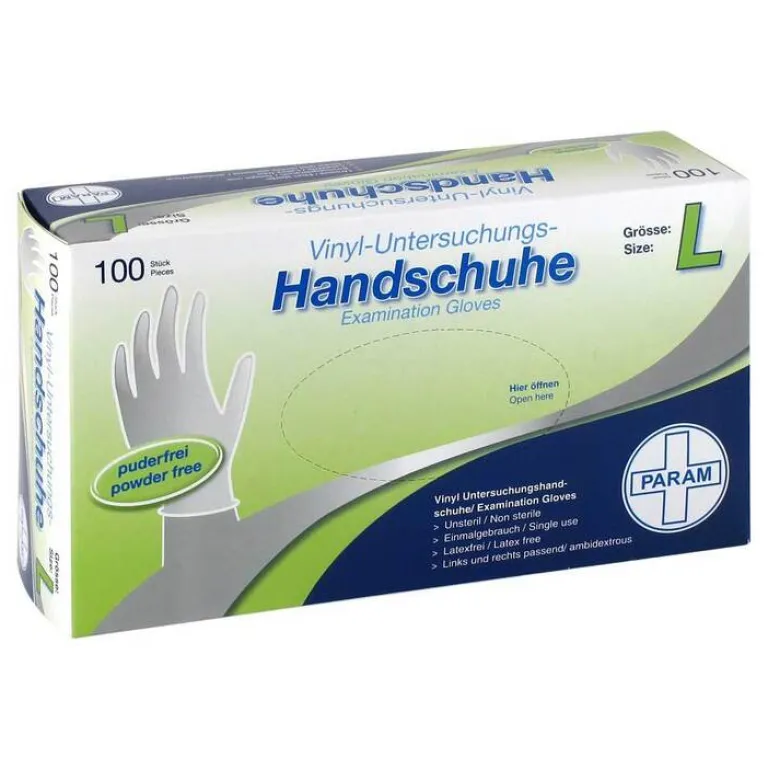 Handschuhe Einmal Vinyl puderfrei L, 100 St^Param Outlet