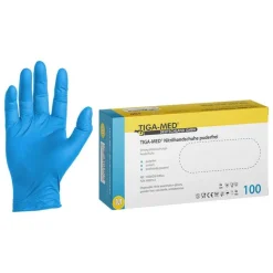 TIGA-MED Handschuhe Einweg Nitril puderfrei Größe M, 100 St- Einmalhandschuhe