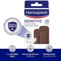 Hansaplast Strips-SENSITIVE Pflasterstrips Hautton dark, 20 St