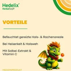Dr. Theiss Halsschmerztabletten-Hedelix Herbalsept Hals Lutscher Kids, 6 St