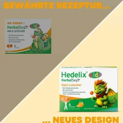 Dr. Theiss Halsschmerztabletten-Hedelix Herbalsept Hals Lutscher Kids, 6 St