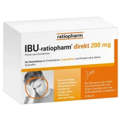 Ratiopharm IBU-® direkt 200 mg Pulver zum Einnehmen, 20 St- Kopfschmerztabletten|Mittel Gegen Fieber