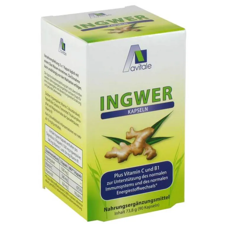 Ingwer 500 mg Kapseln + Vitamin B1 + C, 90 St^Avitale Sale