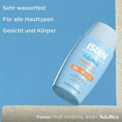 ISDIN Fotoprotector Pediatrics Fusion Fluid Mineral Baby SPF 50, 50 ml-Kinder Sonnenpflege|Mineralische Sonnencreme
