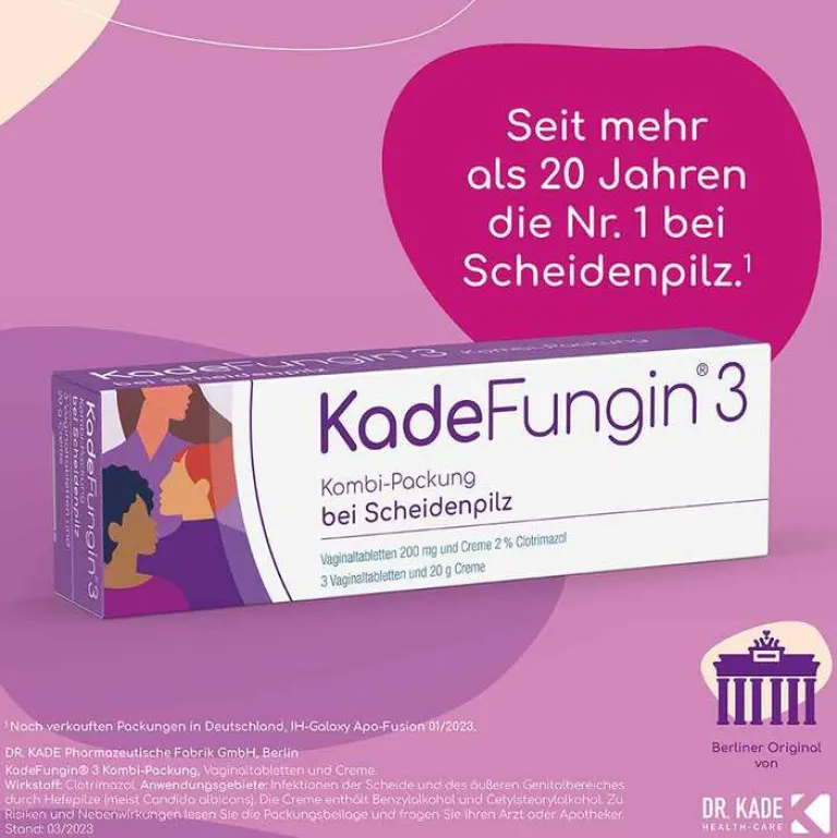 Kadefungin Scheidenpilz Medikamente-3 Kombi-Packung 20 g Creme + 3 Vaginaltabletten, 1 St