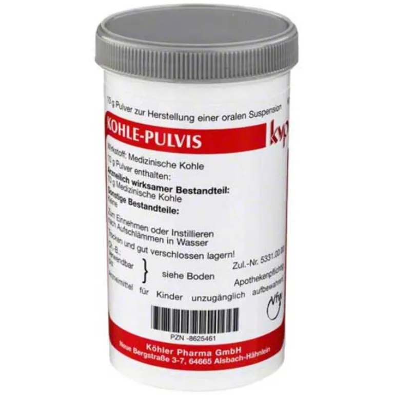 Köhler Kohle pulvis Pulver, 10 g- Mittel Gegen Durchfall & Erbrechen